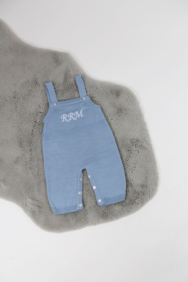 Blue Knitted Dungarees (With Or Without Name)