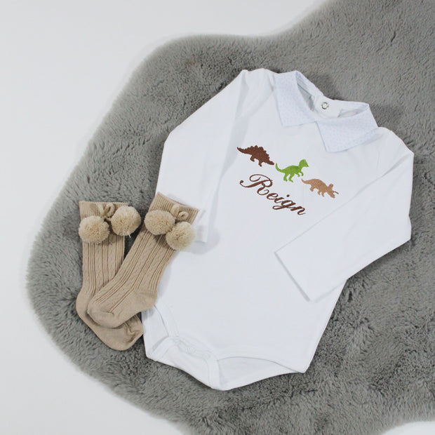 Embroidered Dinosaur Personalised Babyvest