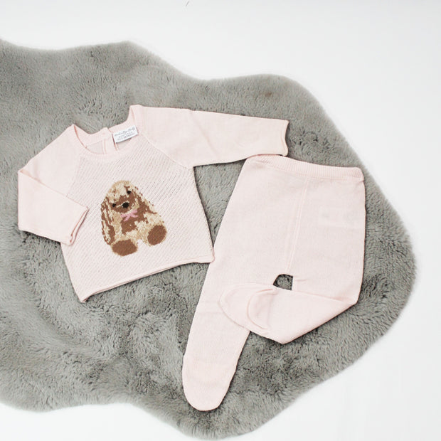 Pink Bunny Knit Jumper & Trousers Set