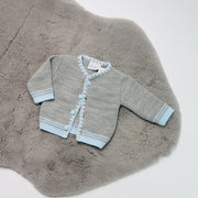 Grey & Blue Trim Knit Cardigan