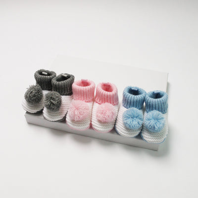 Knit Pom Crochet Booties (Various Colours)