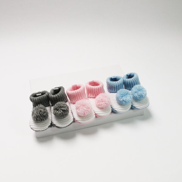 Knit Pom Crochet Booties (Various Colours)