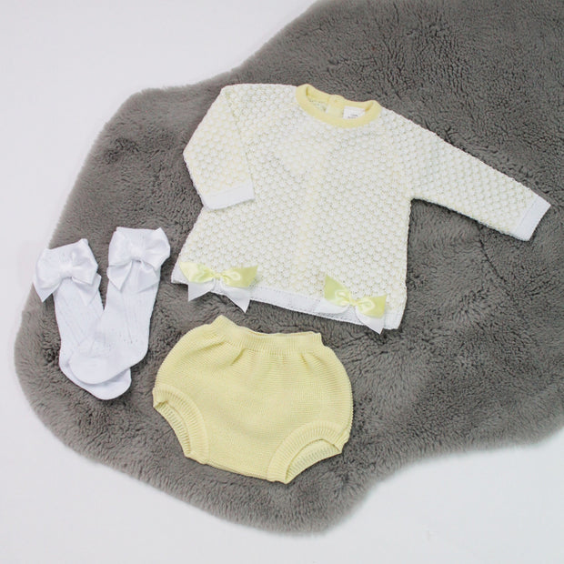 Lemon Bow Detail Knitted Jumper & Pants Set