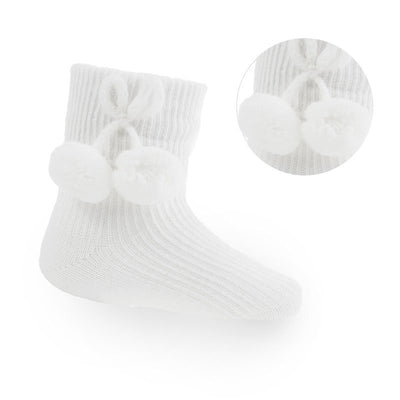 White Pom Pom Ankle Socks