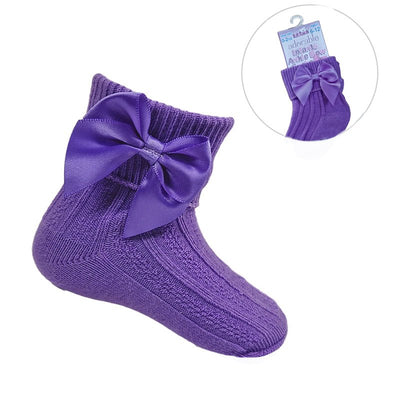 Purple Bow Ankle Socks