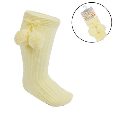 Luxury Lemon Knee Length Pom Socks