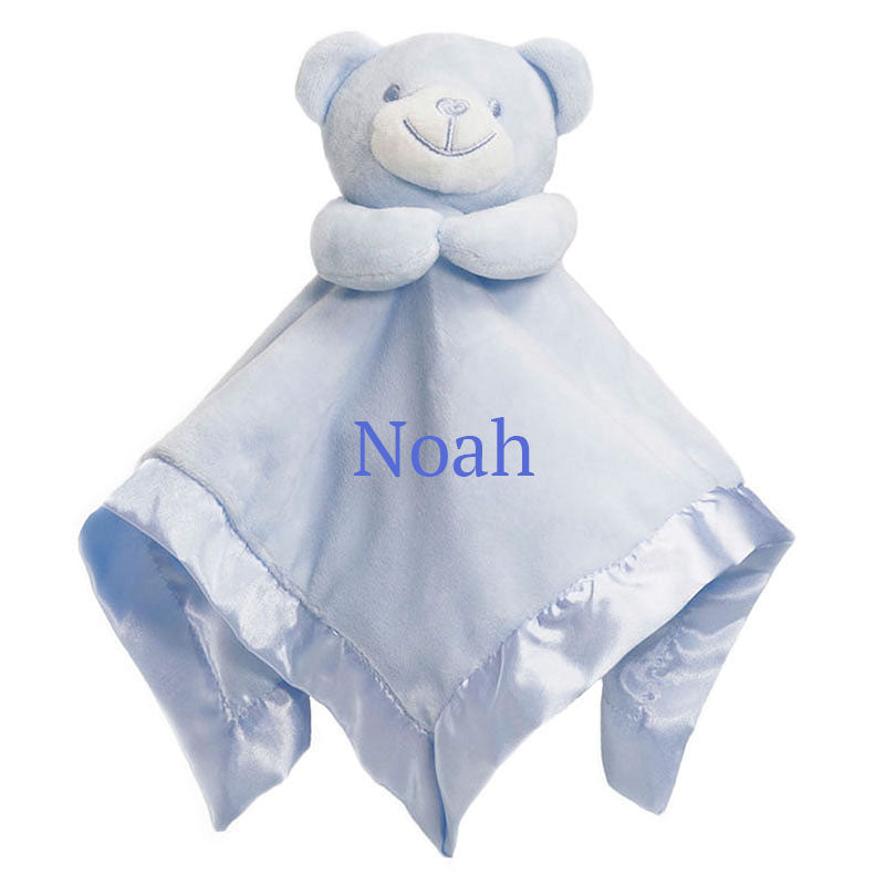 Blue Teddy Bear Personalised Comforter – Lavish Little Style Baby