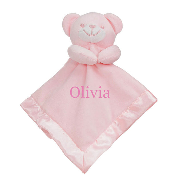 Pink Teddy Bear Personalised Comforter