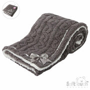 Super Thick Animal Chevron Knit & Satin Bow Personalised Blanket - Various Animals & Colour Blankets