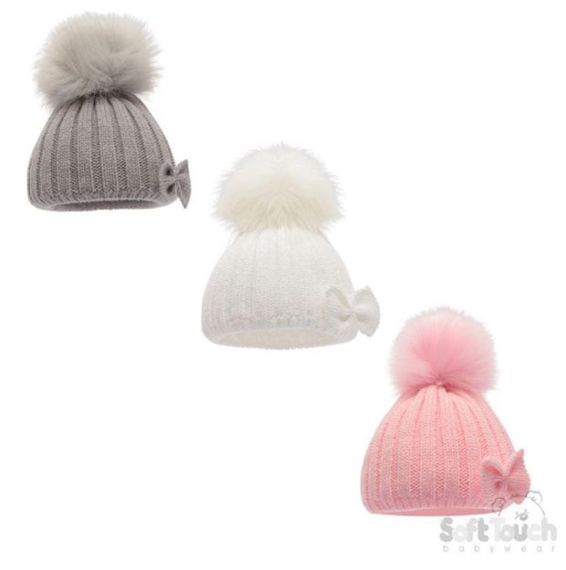 Bow Hats With Pom Pom (Various Colours)