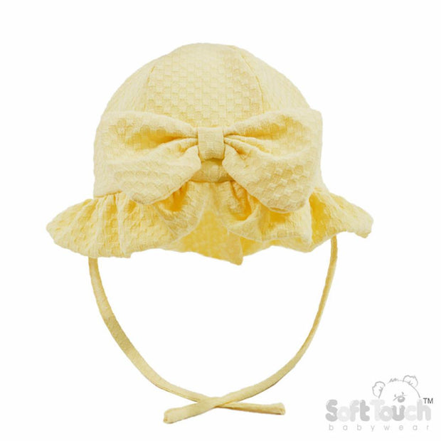 Lemon Bow Lined Tie Sun Hat