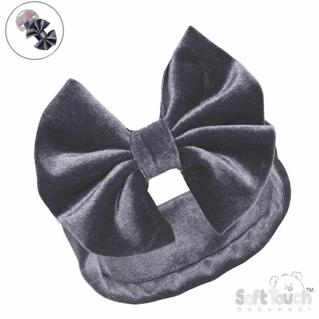 Grey Velvet Bow Headband