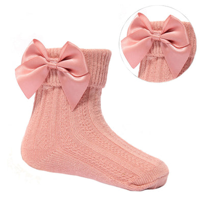 Dusky Pink Bow Ankle Socks
