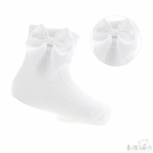 White Bow Ankle Socks