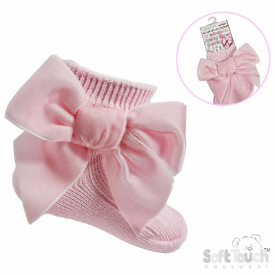 Baby Pink Velvet Bow Ankle Socks