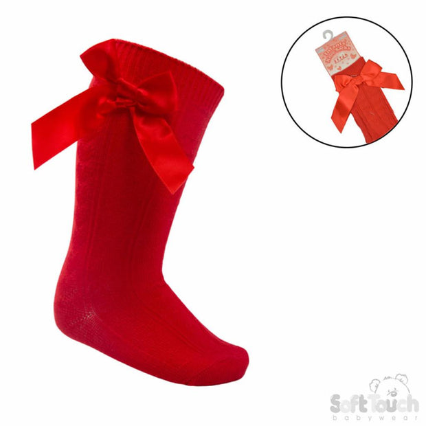 Red Heart Knee High Socks with Bow