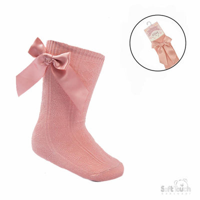 Rose Heart Knee High Socks with Bow