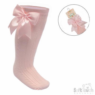 Luxury Bow Pink Knee High Socks
