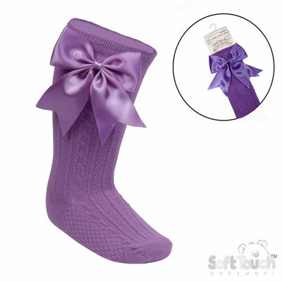 Luxury Bow Purple Knee High Socks