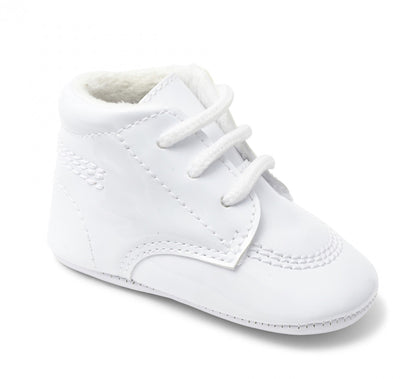 White Patent Soft Sole Shoe With Lace