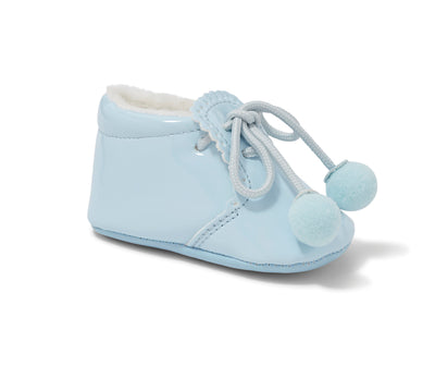 Blue Pom Pom Soft Sole Shoe