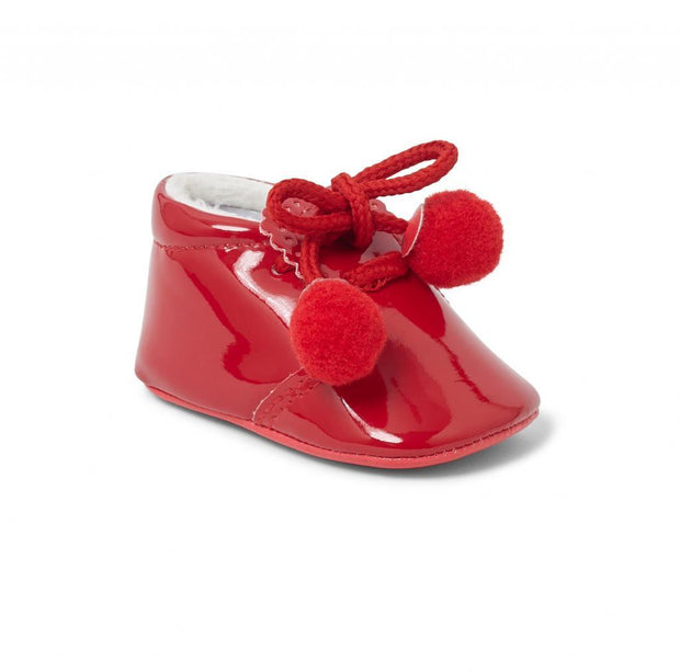 Red Pom Pom Soft Sole Shoe
