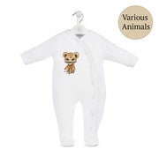 Animal Embroidered Personalised Popper Sleepsuit - Various Colours