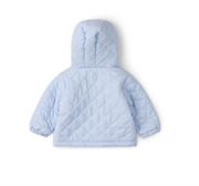 Baby Blue Quilted Coat with Faux Fur Trim Hood