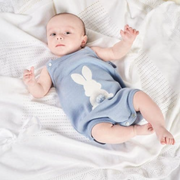 Blue Knit Bunny Romper - Can be personalised