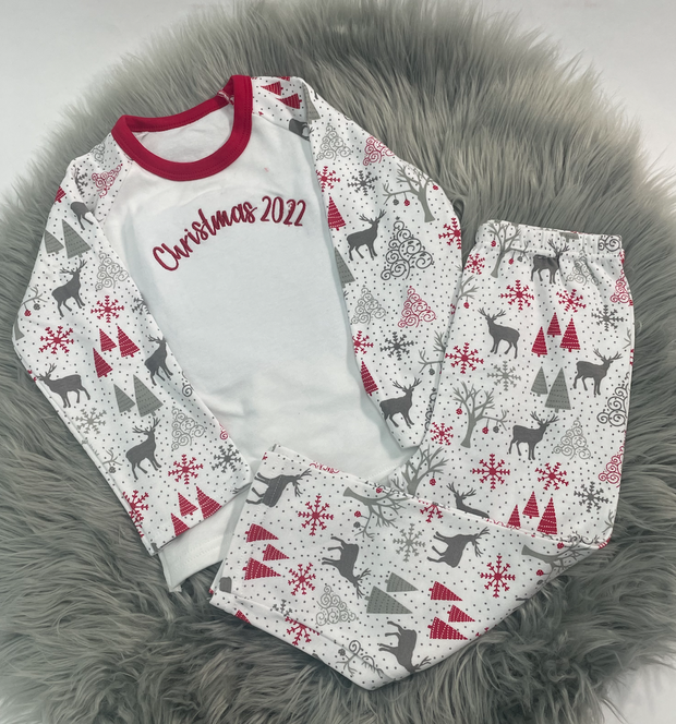 DEFECT - ‘Christmas 2022’ Embroidered Pyjamas - Size 1-2 Years (Can be personalised)