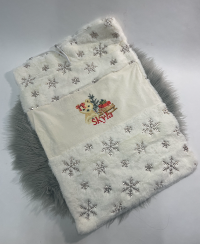 DEFECT - ‘Skyla’ Printed Cream Christmas Sack