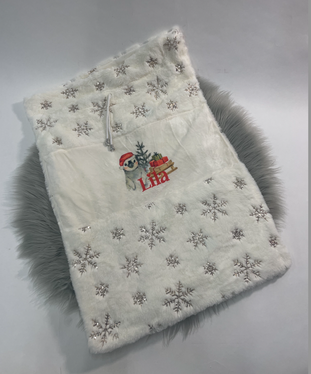 SAMPLE - ‘Lila’ Printed Cream Christmas Sack