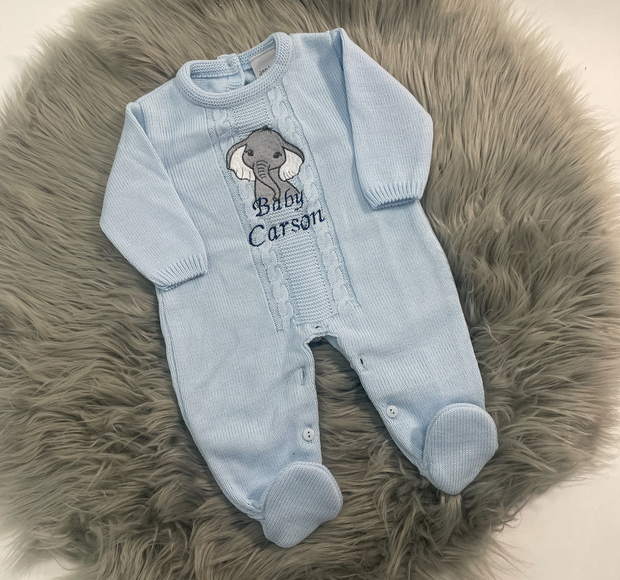 DEFECT - ‘Baby Carson’ Embroidered Elephant Romper -  Newborn