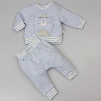 Blue Quilted Two Piece Bear Outfit