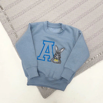 Spring Initial & Animal with Bow Tie Personalised Embroidered Jumper (Various Animals)