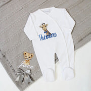 Animal with Bow Tie Embroidered Personalised Popper Sleepsuit - Various Animals