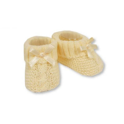 Lemon Yellow Bow Knitted Booties