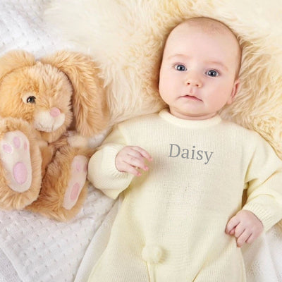 Lemon Bunny Detail Knit Romper - Can be personalised