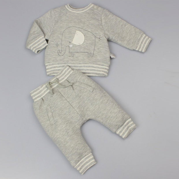 Grey Quilted Two Piece Bear Outfit