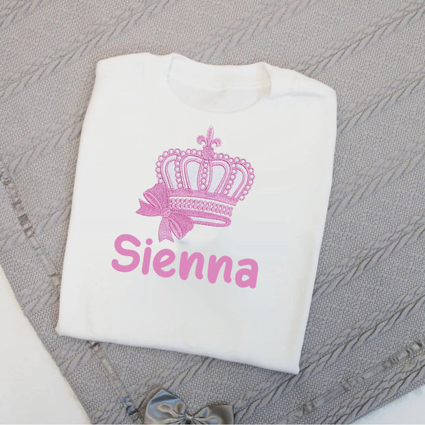 Personalised Embroidered Princess Crown T-Shirt