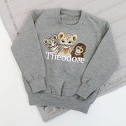 Trio of Animals Embroidered Personalised Sweatshirt (Various Coloured Sweatshirts)