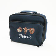 Personalised Navy Backpack & Matching Navy Lunchbox Set - Safari Animals
