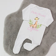 Hello World Personalised Baby Girl Rompersuit - Various Animals
