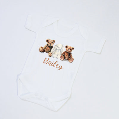 Unisex Personalised Baby Vest - Teddy's and Bunny