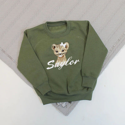 Animal with Hair Bow Embroidered Personalied Sweatshirt (Various Coloured Sweatshirts & Animals)