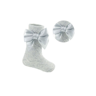 Grey Pelerine Luxury Bow Knee High Socks