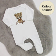 Animal Embroidered Personalised Sleepsuit - Various Animals