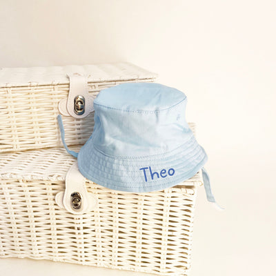 Baby Blue Bucket Hat with Velcro Strap (Can be Personalised)