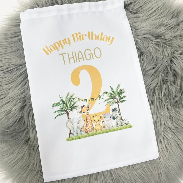 Birthday Safari Animal Printed Personalised Bag
