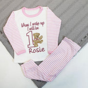 Embroidered Personalised Birthday Pyjamas - Pink Vintage Teddy